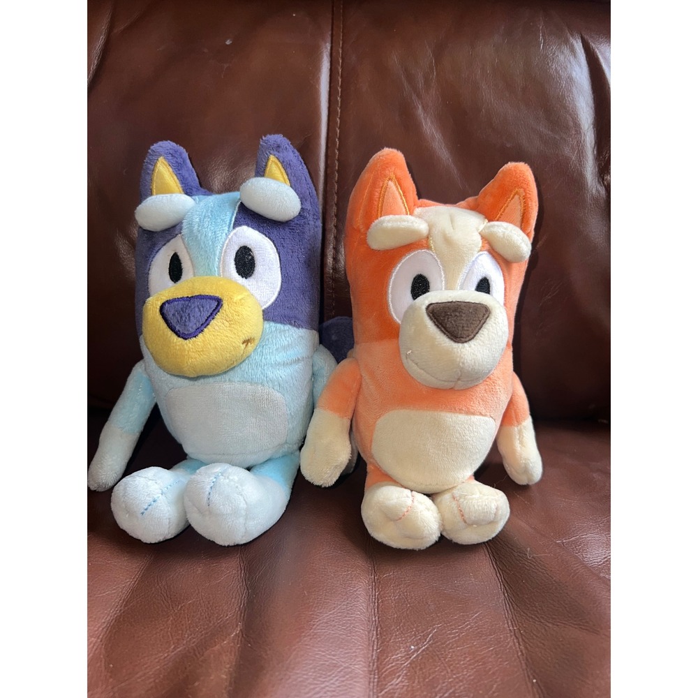 Bluey and Bingo Plush Stuffed Animal Toy Set Moose Toys Blue Orange 8 Inch